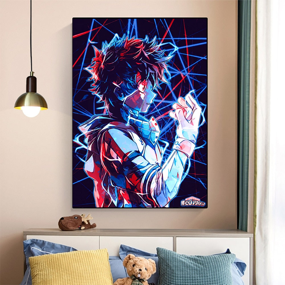 My Hero Academia Anime Wall Art - Deku Manga Canvas Prints for Boys' Bedroom Decoration