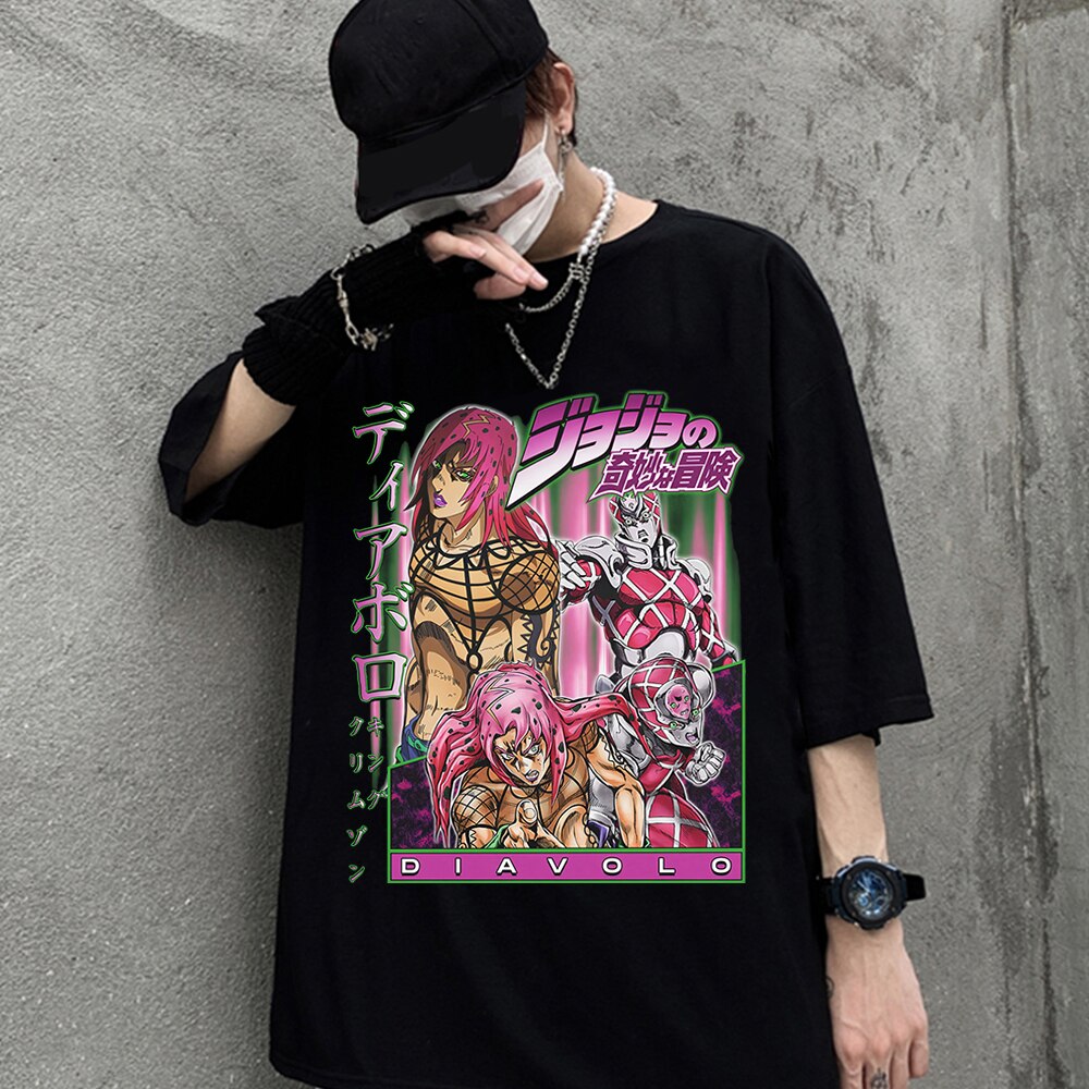 Jojo Bizarre Adventure Anime Graphic T-Shirt Y2K Aesthetic Unisex O-neck Top