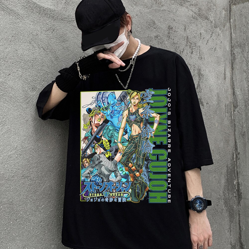 Jojo Bizarre Adventure Anime Graphic T-Shirt Y2K Aesthetic Unisex O-neck Top