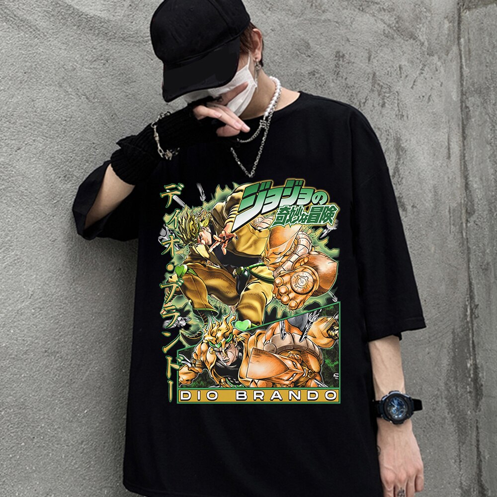 Jojo Bizarre Adventure Anime Graphic T-Shirt Y2K Aesthetic Unisex O-neck Top