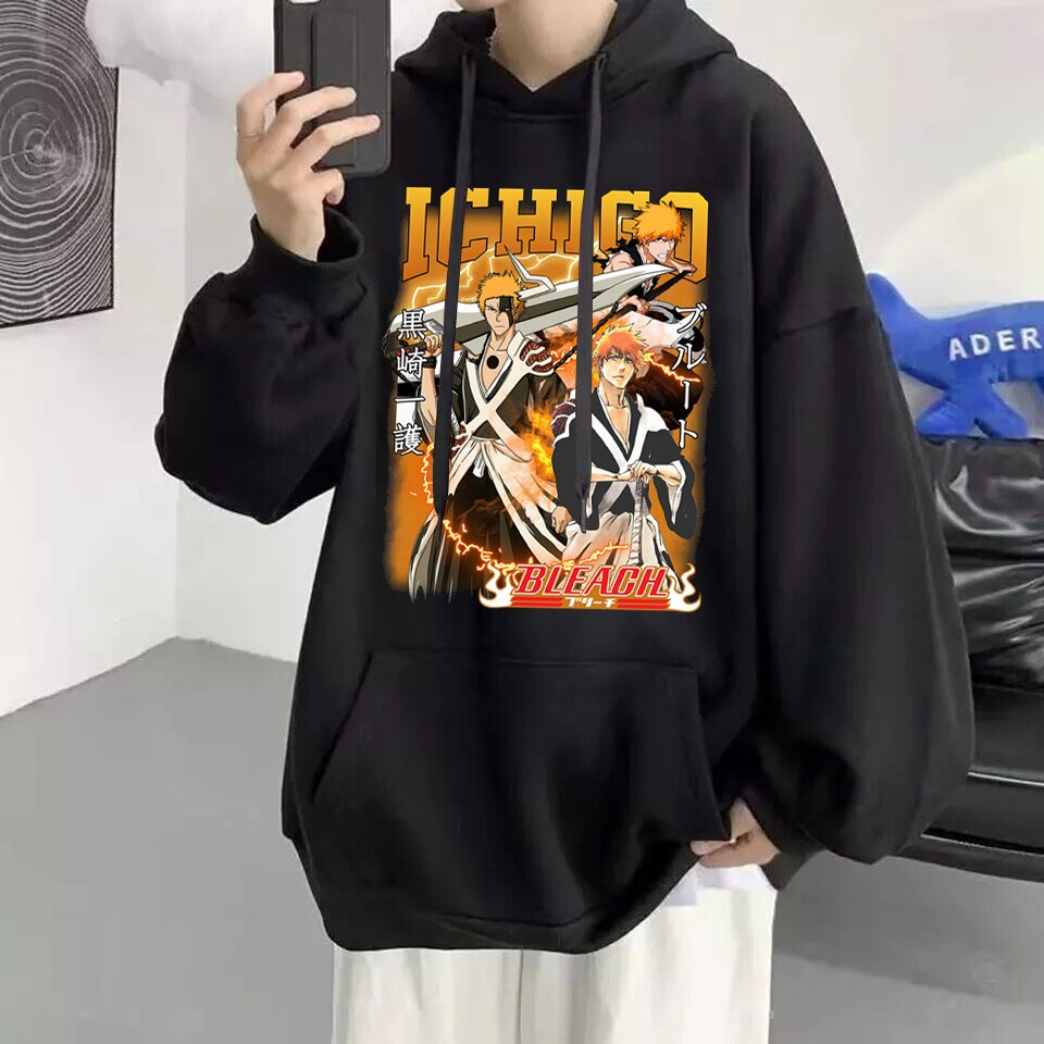 BLEACH Oversize Hoodie: Vintage Anime Streetwear for Casual Fashion