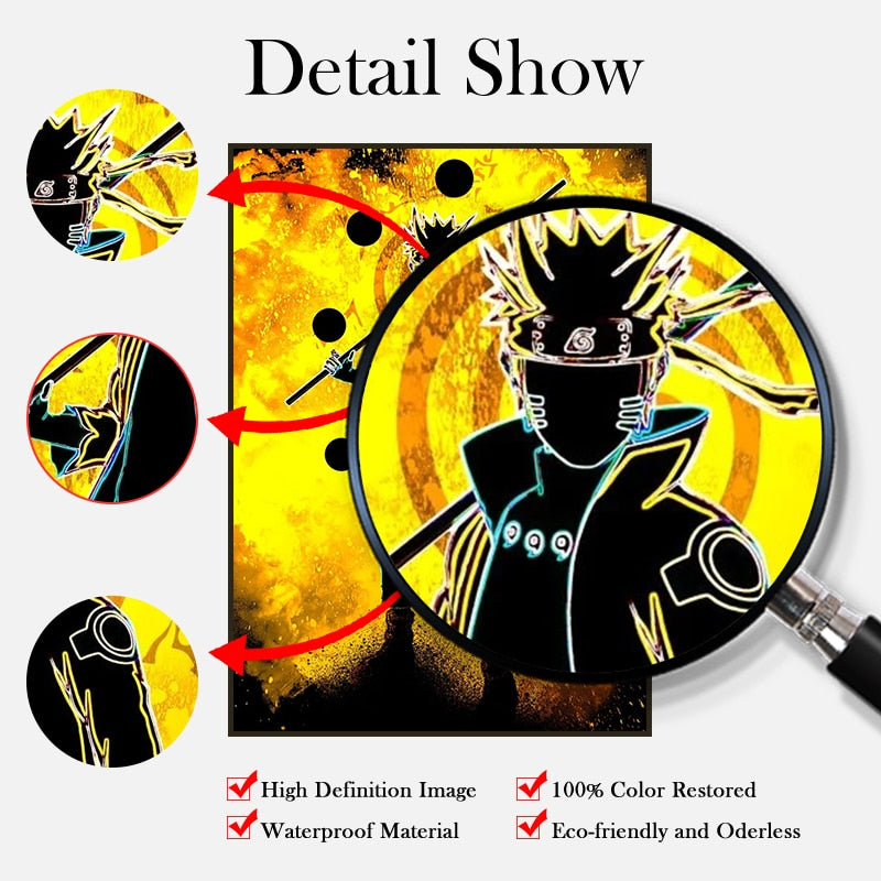 Anime Naruto Canvas Wall Art - Kakashi, Uzumaki, Minato Poster