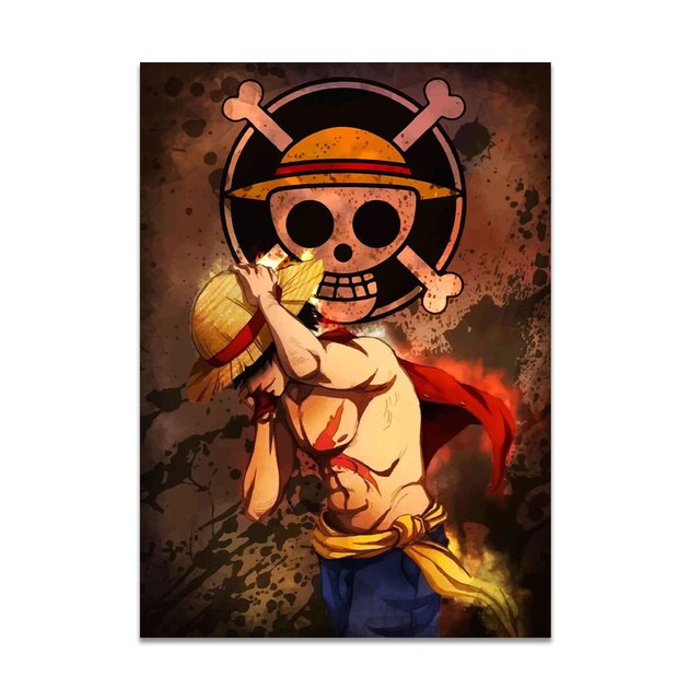 One Piece Anime Canvas Poster - Luffy Straw Hat Print for Home Decoration