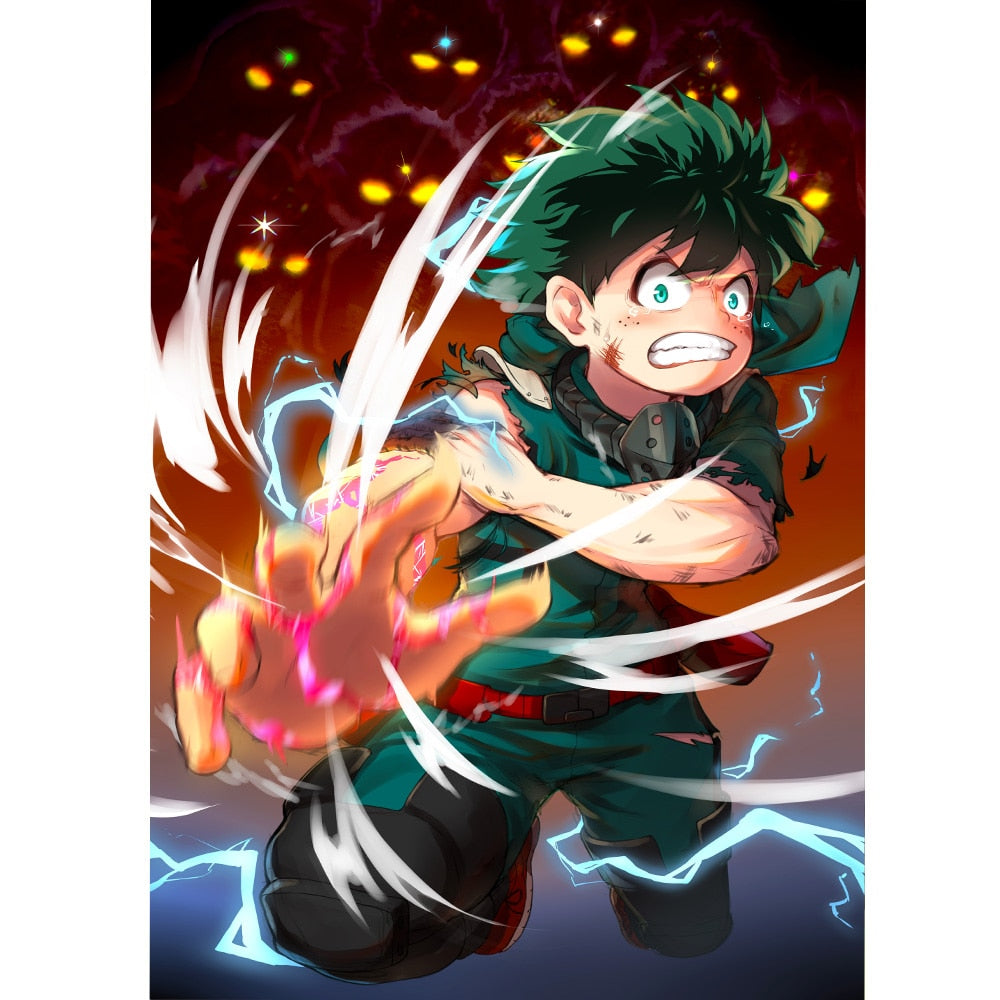 My Hero Academia Anime Wall Art - Deku Manga Canvas Prints for Boys' Bedroom Decoration