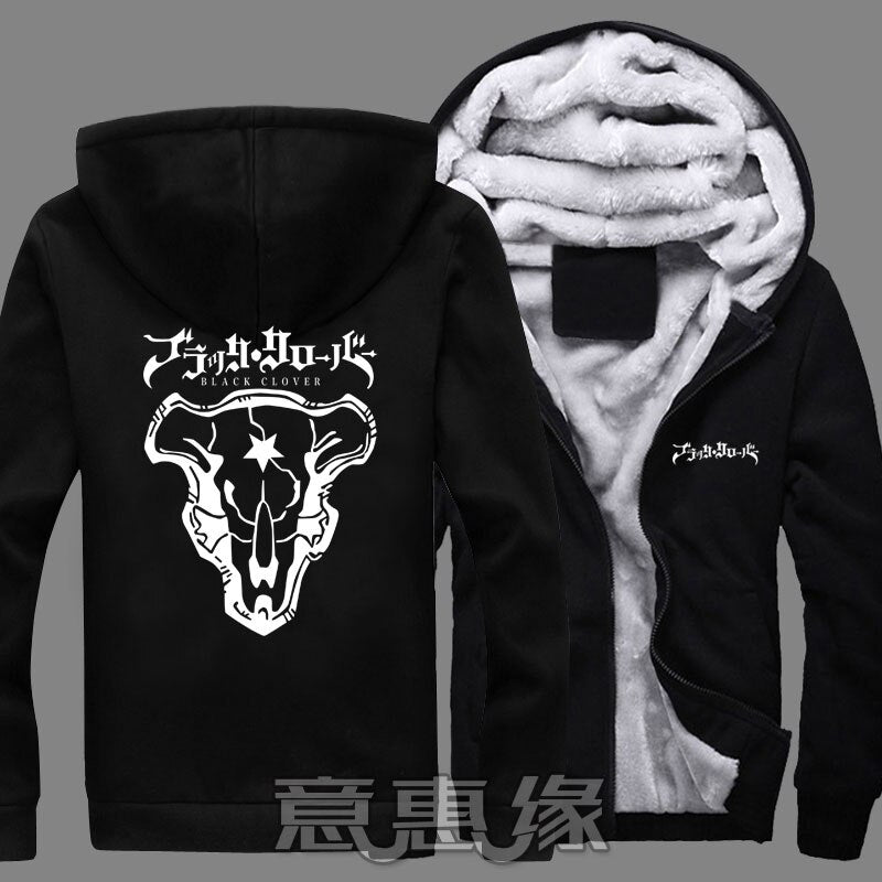 Winter Jackets black clover Zipper hoodie