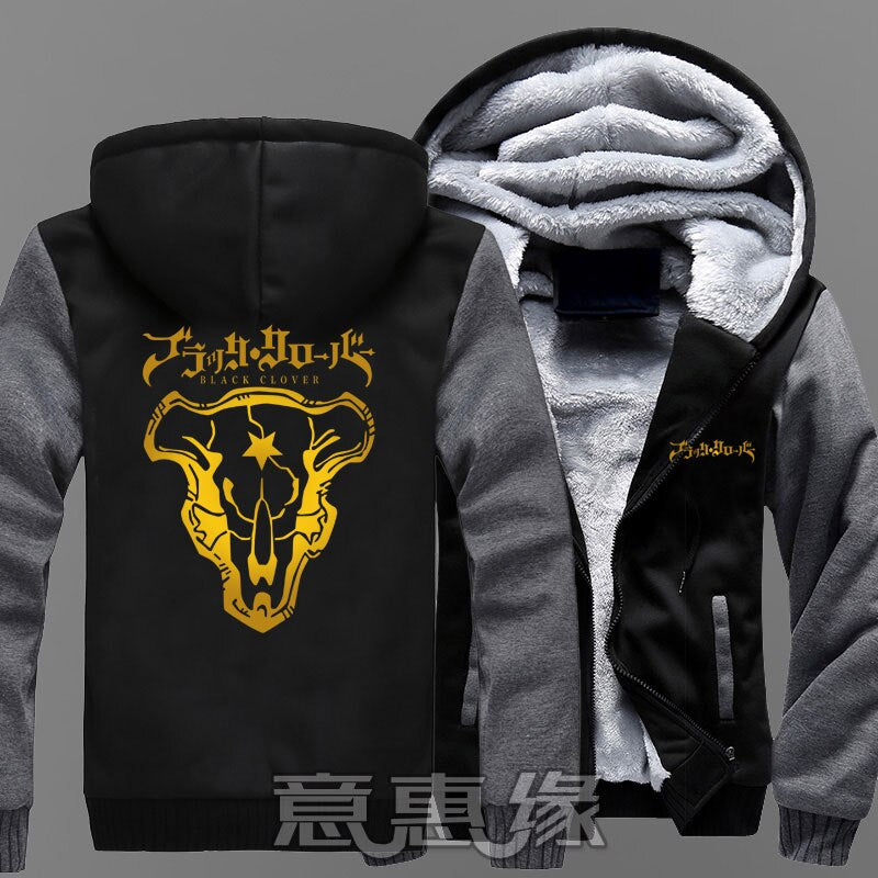 Winter Jackets black clover Zipper hoodie