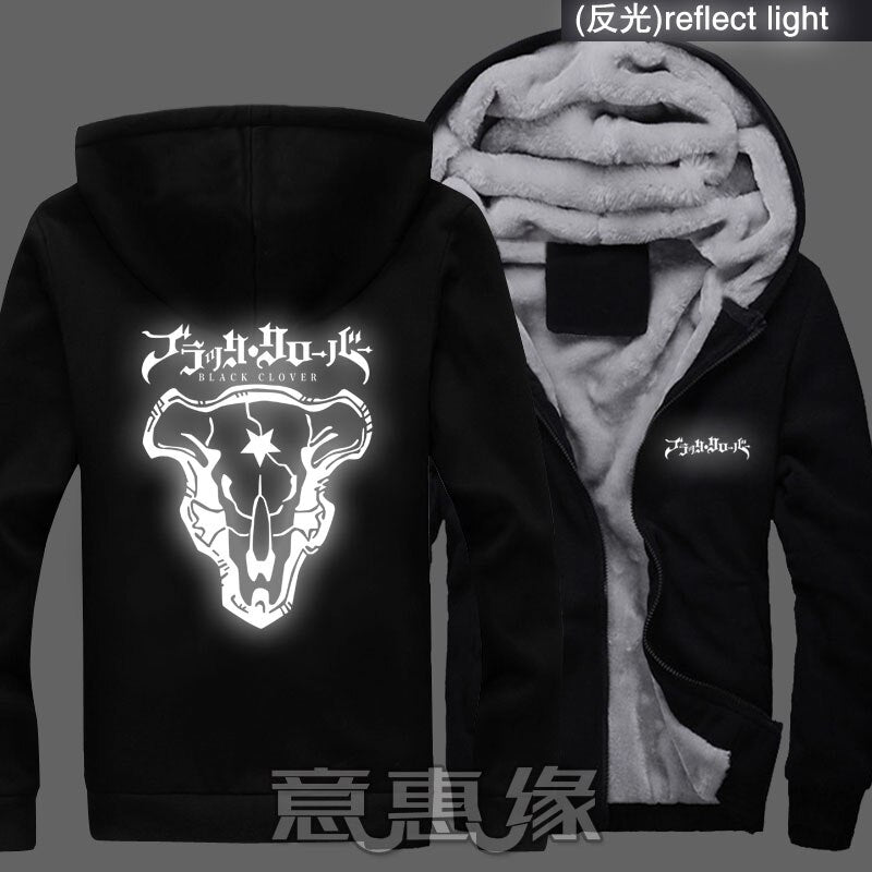 Winter Jackets black clover Zipper hoodie