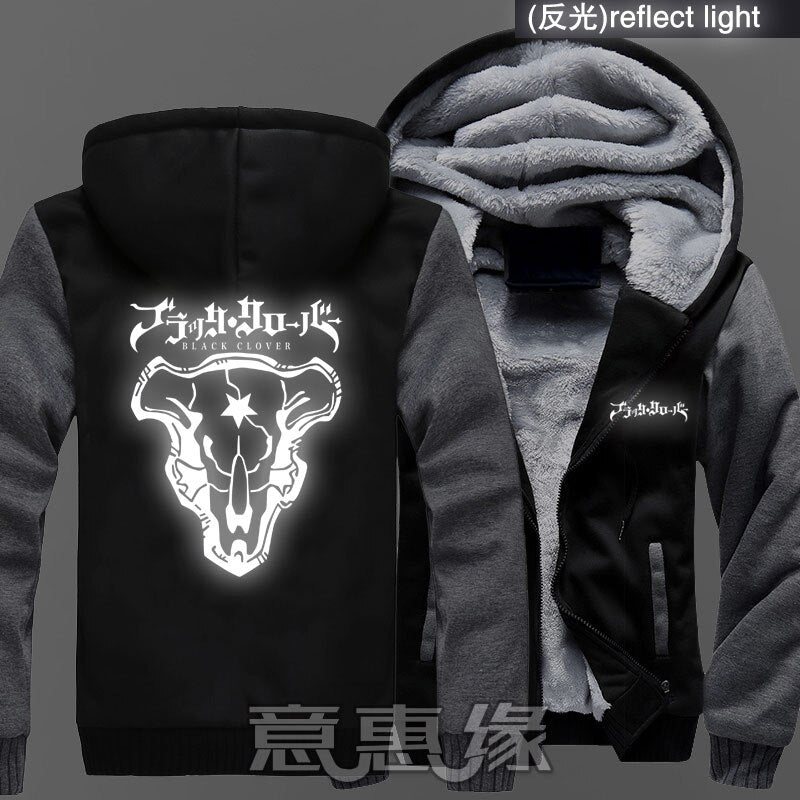 Winter Jackets black clover Zipper hoodie