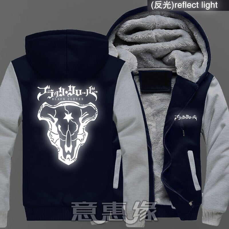 Winter Jackets black clover Zipper hoodie