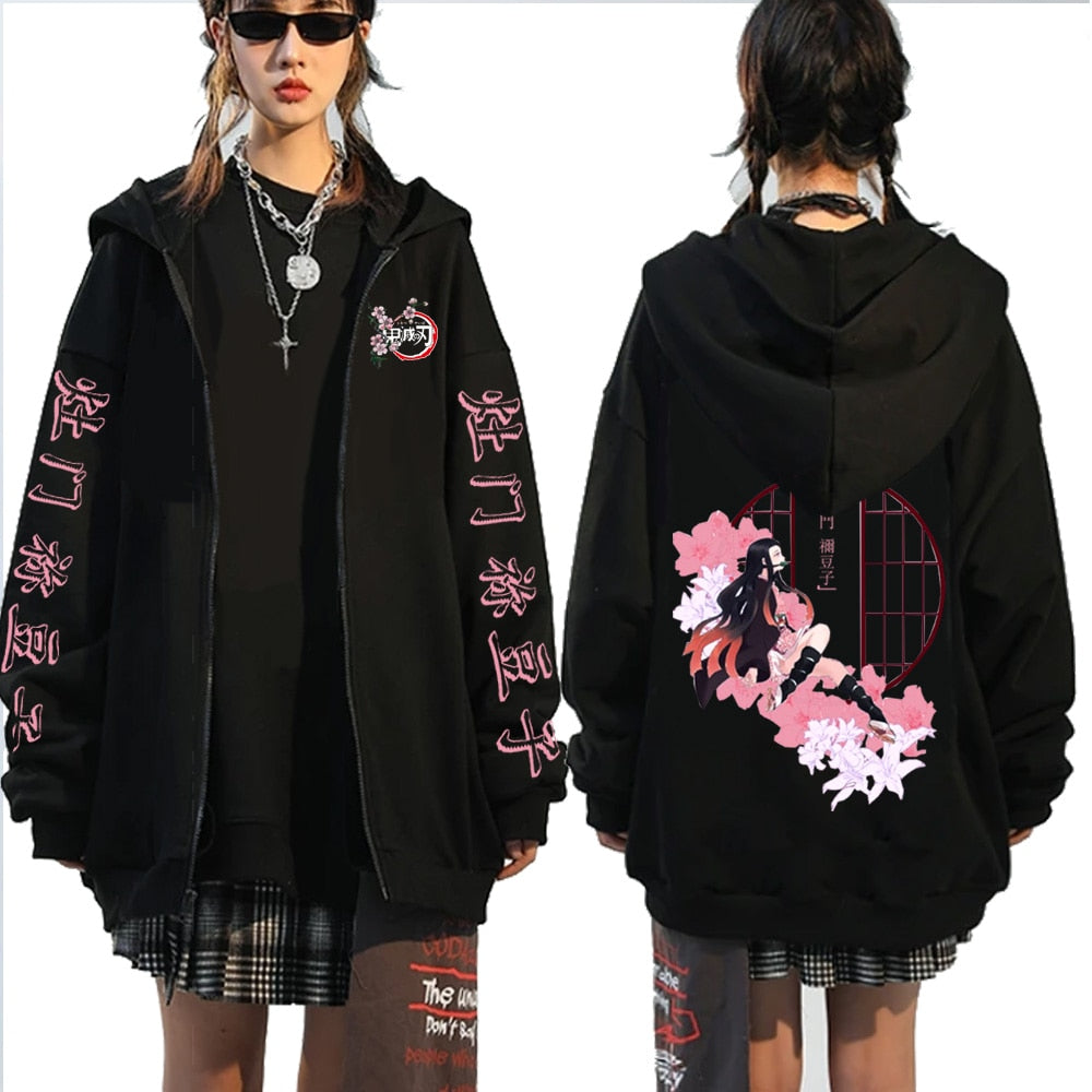 Demon Slayer Nezuko Hoodie: Fashionable Anime Sweatshirt for Cosplay and Street Style