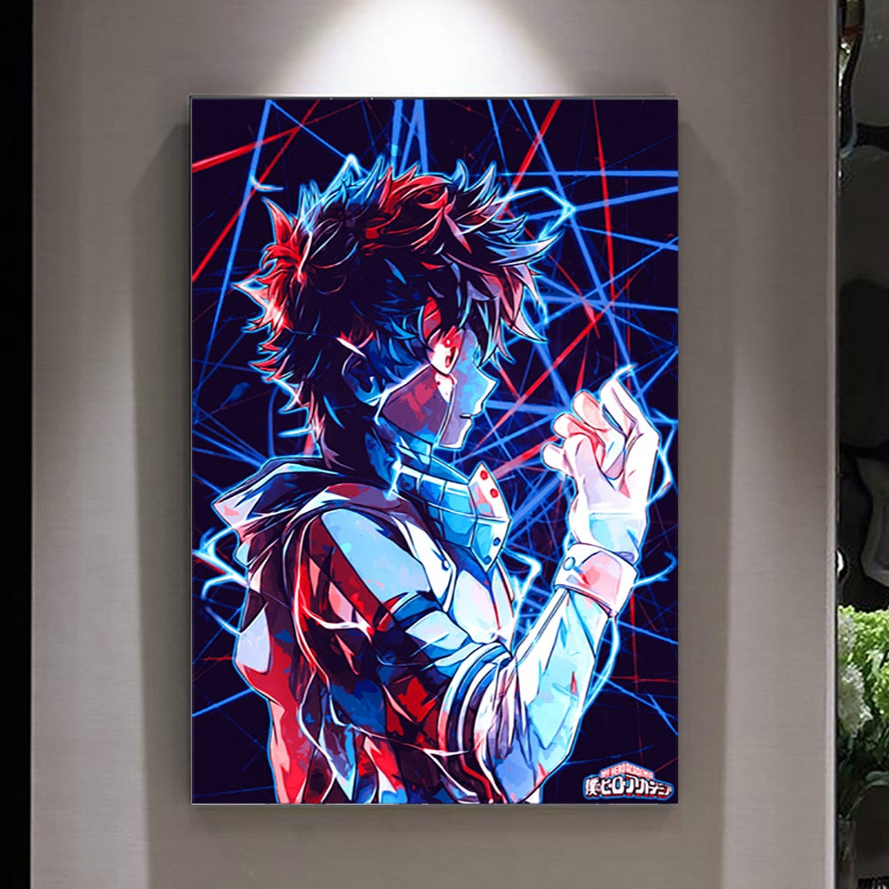 My Hero Academia Anime Wall Art - Deku Manga Canvas Prints for Boys' Bedroom Decoration